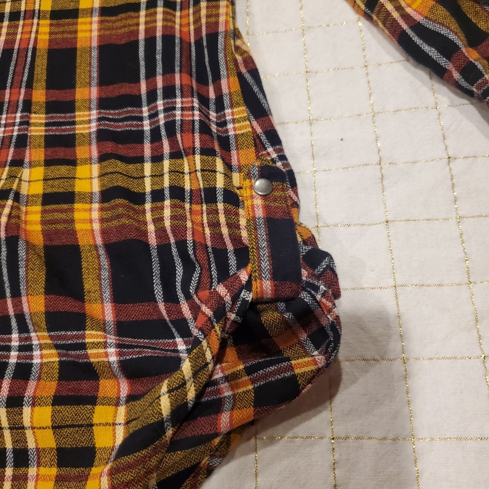 Flannel Longsleeve Check Shirt For Women Button Down Yellow Black Sz 2XL - Picture 7 of 8